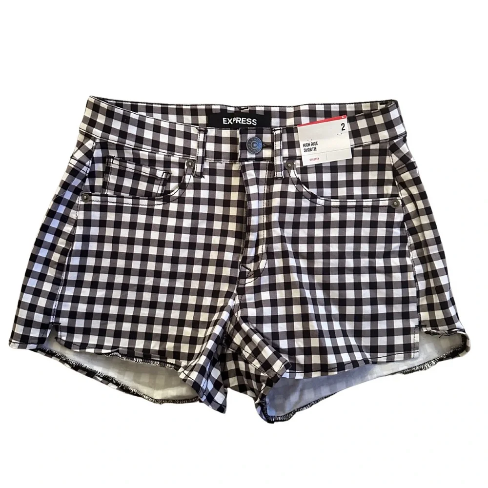 New Express Black and White Shorts Size 2 - Picture 1 of 4